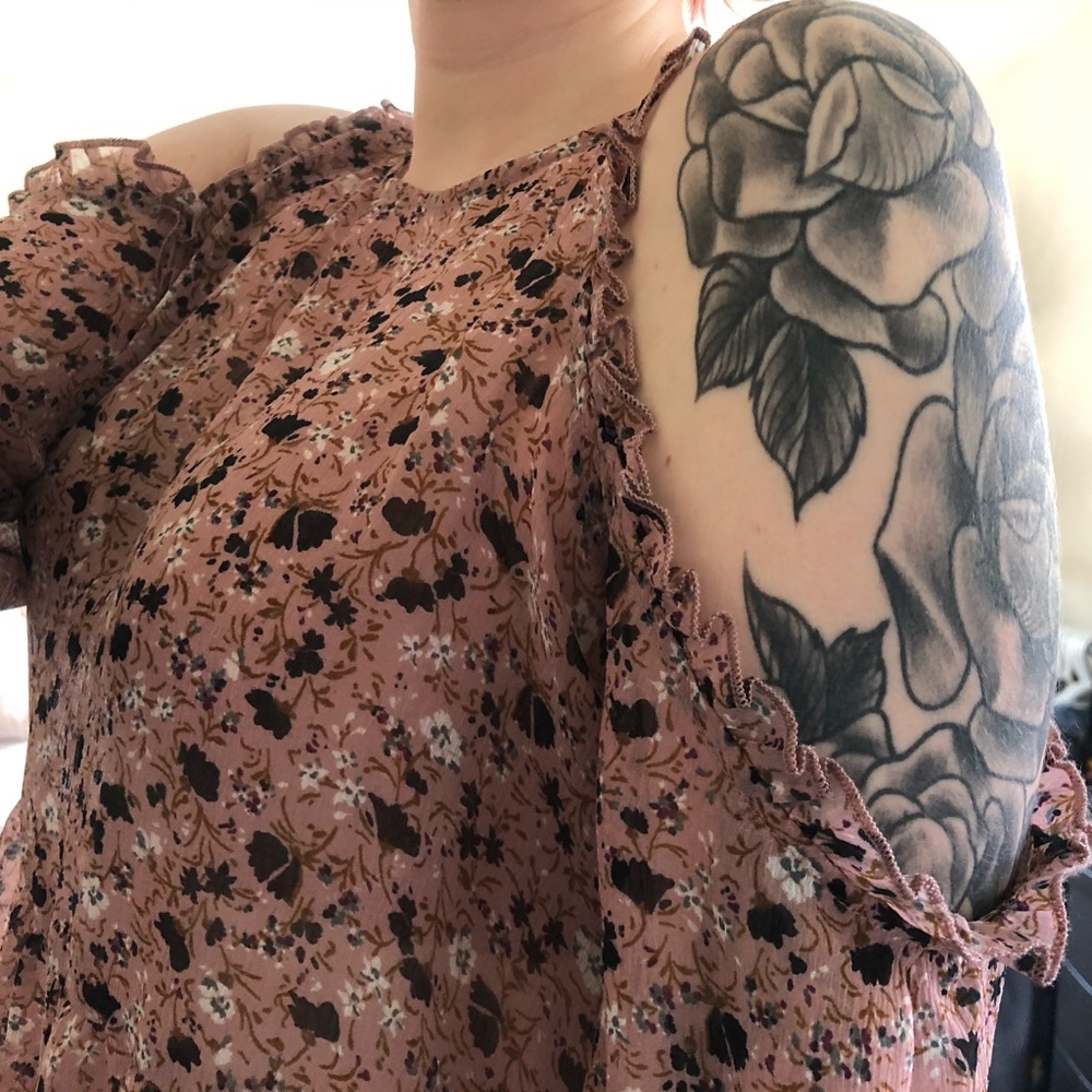 Pink and floral long sleeve blouse / top